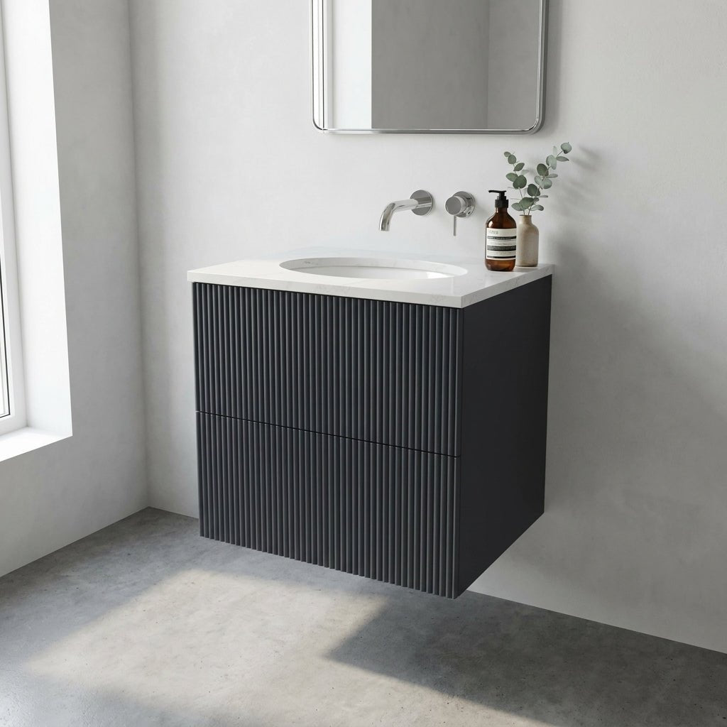 The Reeded | Undermounted | Painted Vanity 600mm Railings - Mockridge Design