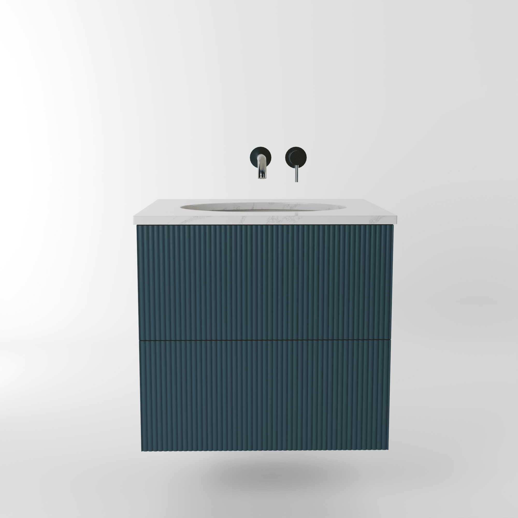 The Reeded | Undermounted | Painted Vanity 600mm Stiffkey Blue - Mockridge Design