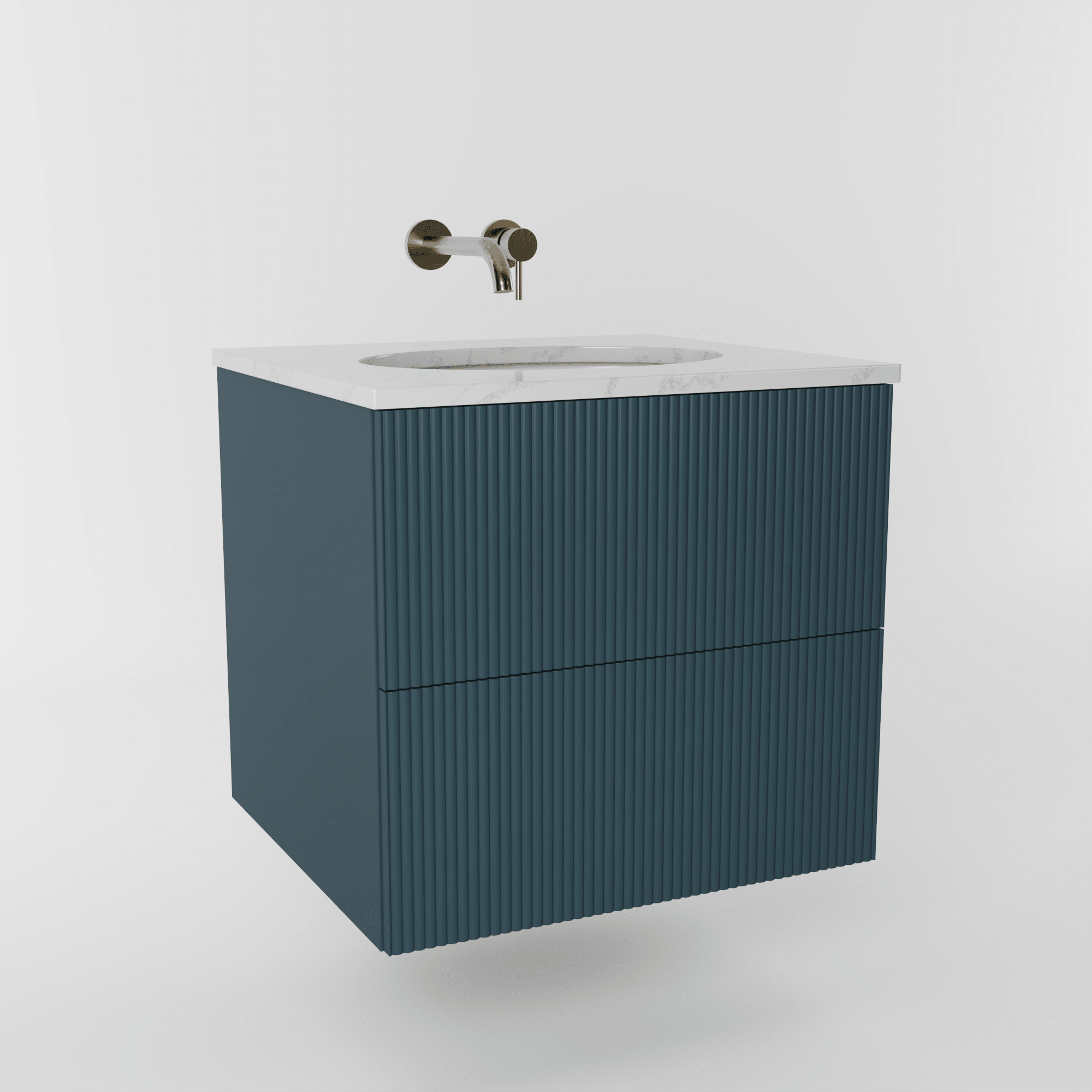 The Reeded | Undermounted | Painted Vanity 600mm Stiffkey Blue - Mockridge Design