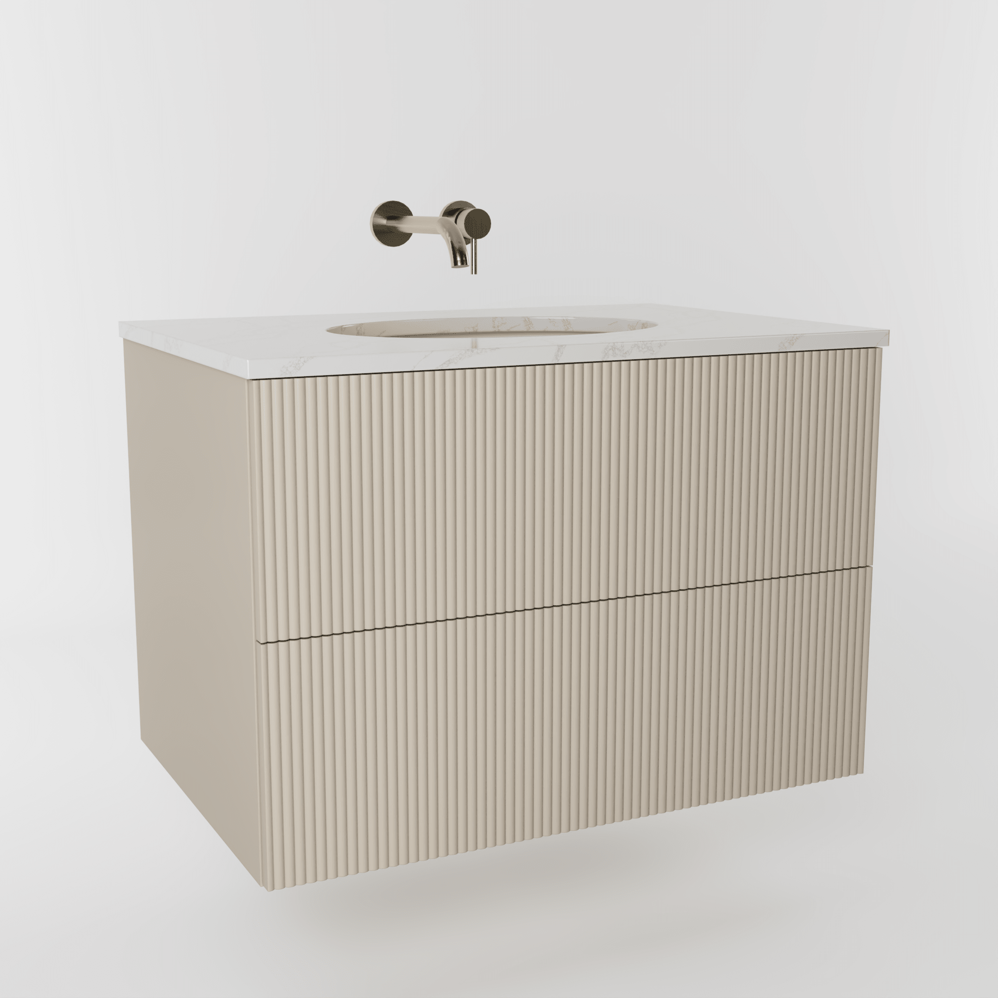 The Reeded | Undermounted | Painted Vanity 800mm Elephants Breath - Mockridge Design