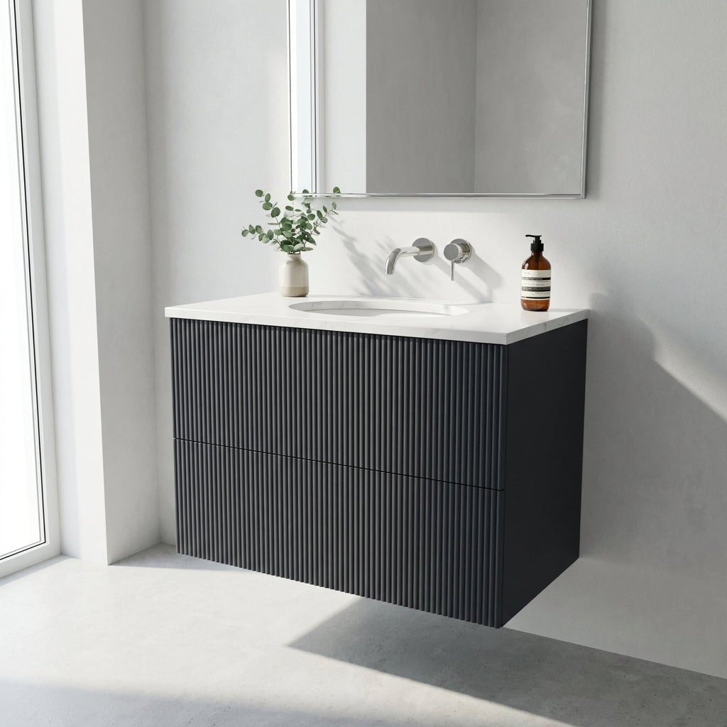 The Reeded | Undermounted | Painted Vanity 800mm Railings - Mockridge Design