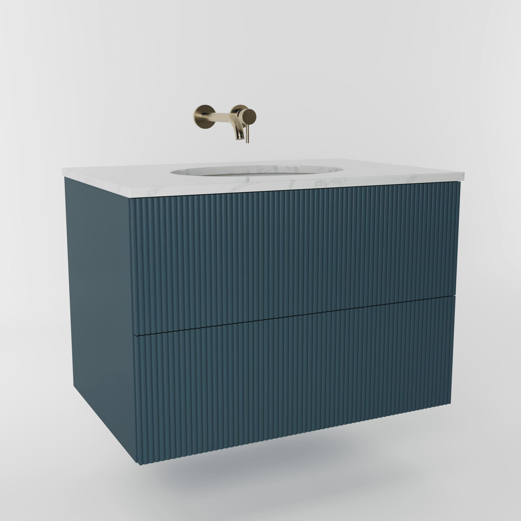 The Reeded | Undermounted | Painted Vanity 800mm Stiffkey Blue - Mockridge Design